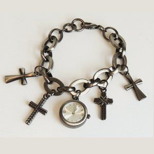 FMD Women's Charm Bracelet Watch Crosses - NIB